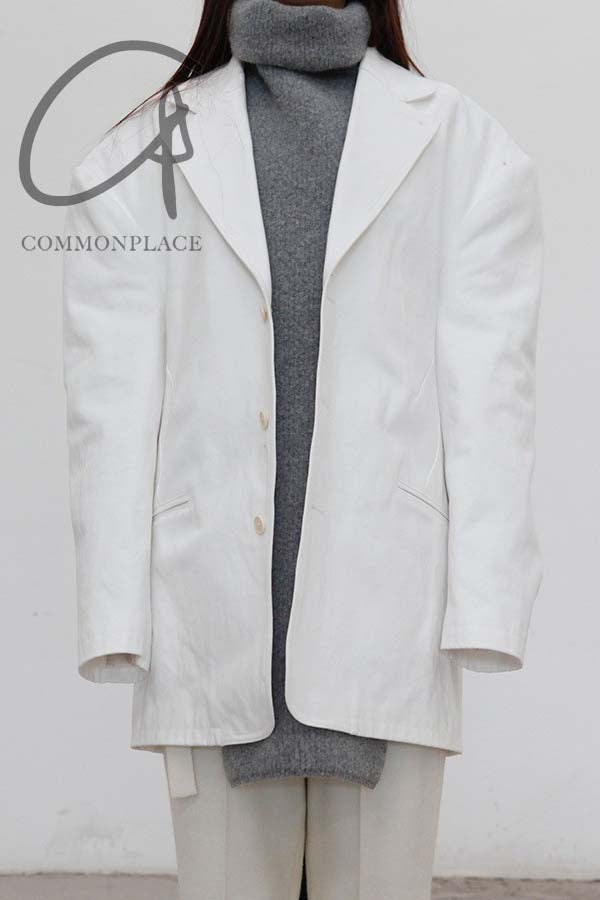 Hed Mayner off shoulder single breasted jacket J22_WHT/COT white PHM1